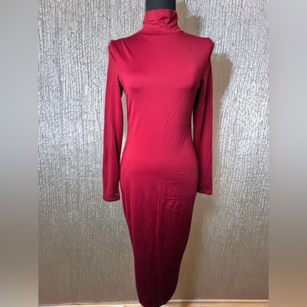 NWOT Maroon‎ Bodycon Maxi Dress w/ Zipper-S